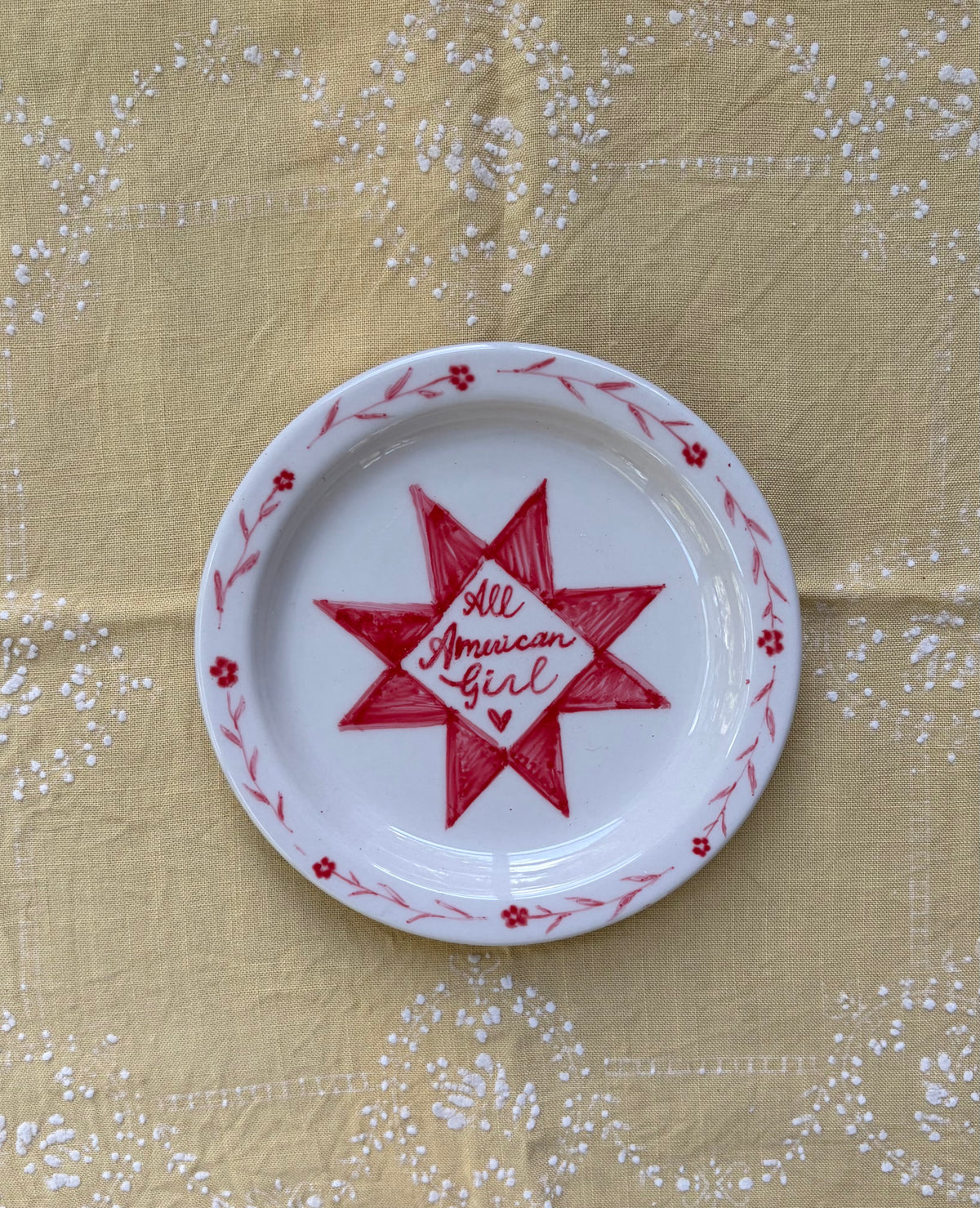 All American Girl Quilt Block Plate