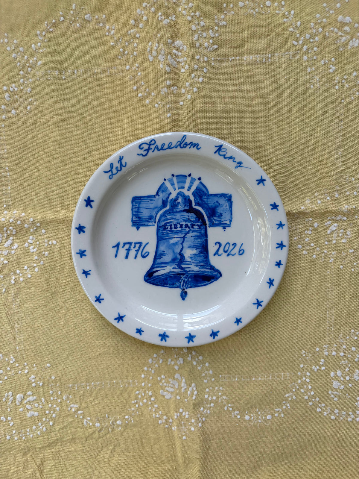 Let Freedom Ring Blue Liberty Bell Plate