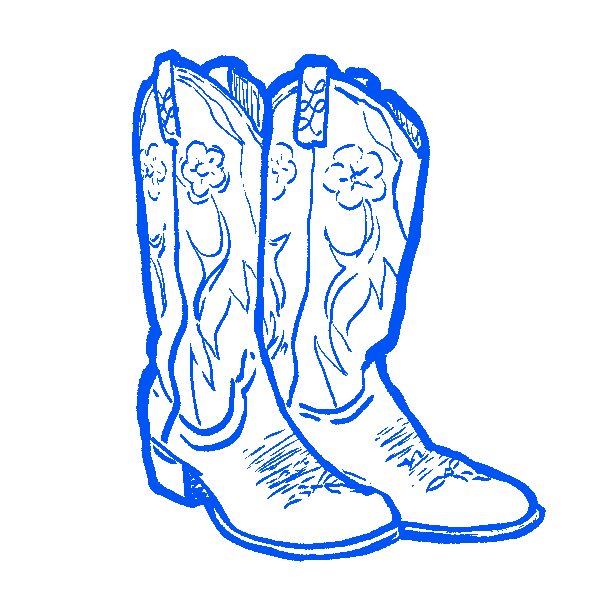hand drawn pair of Livlovey's favorite cowboy boots